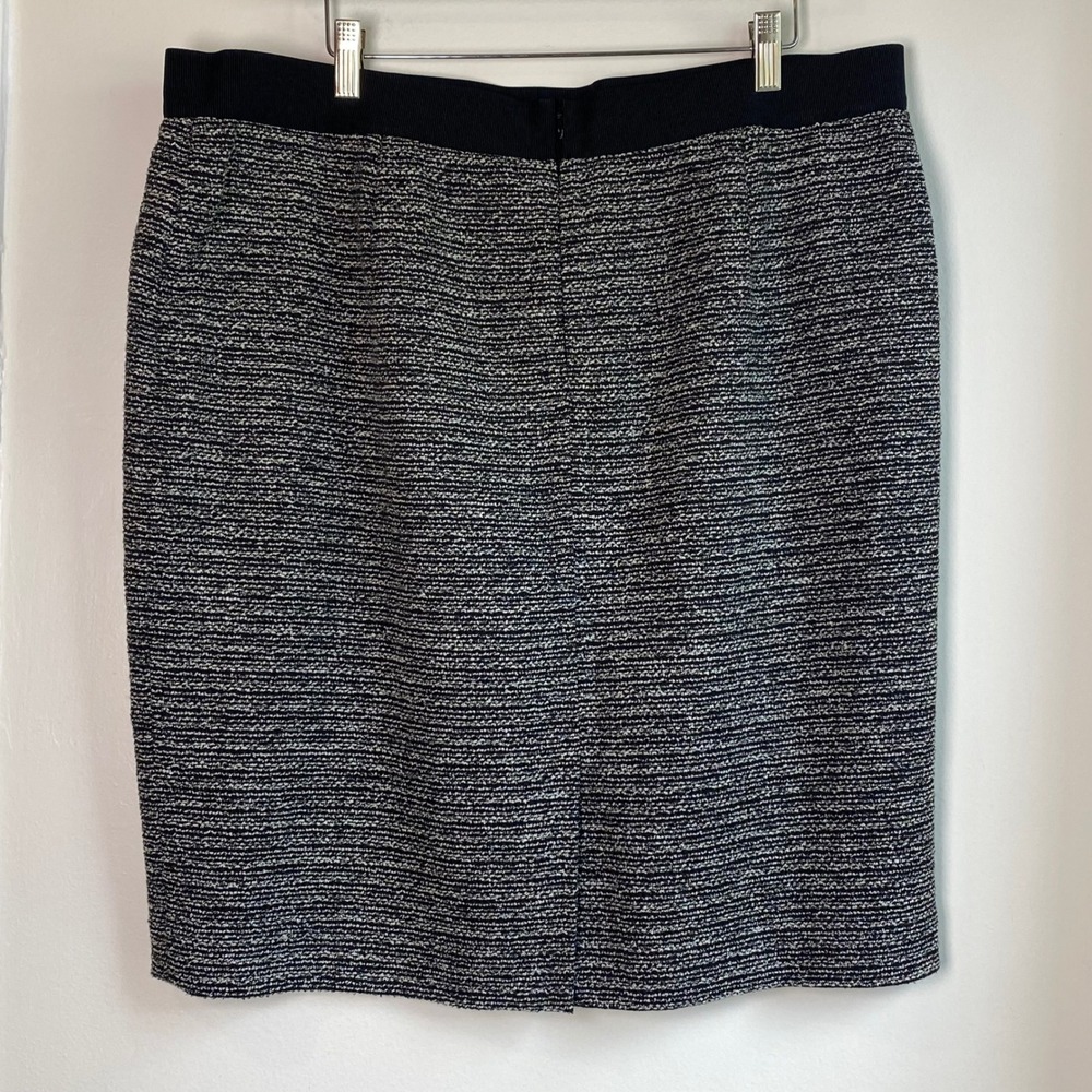 Ann Taylor Pencil Skirt Women 18 Black White Tweed Textured Career Professional